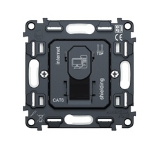 Механизм компьютерной розетки RJ-45 (8P8C) CAT6A экранированной с автоматической защитной шторкой QUANT Ambrella Volt VM185_AMB