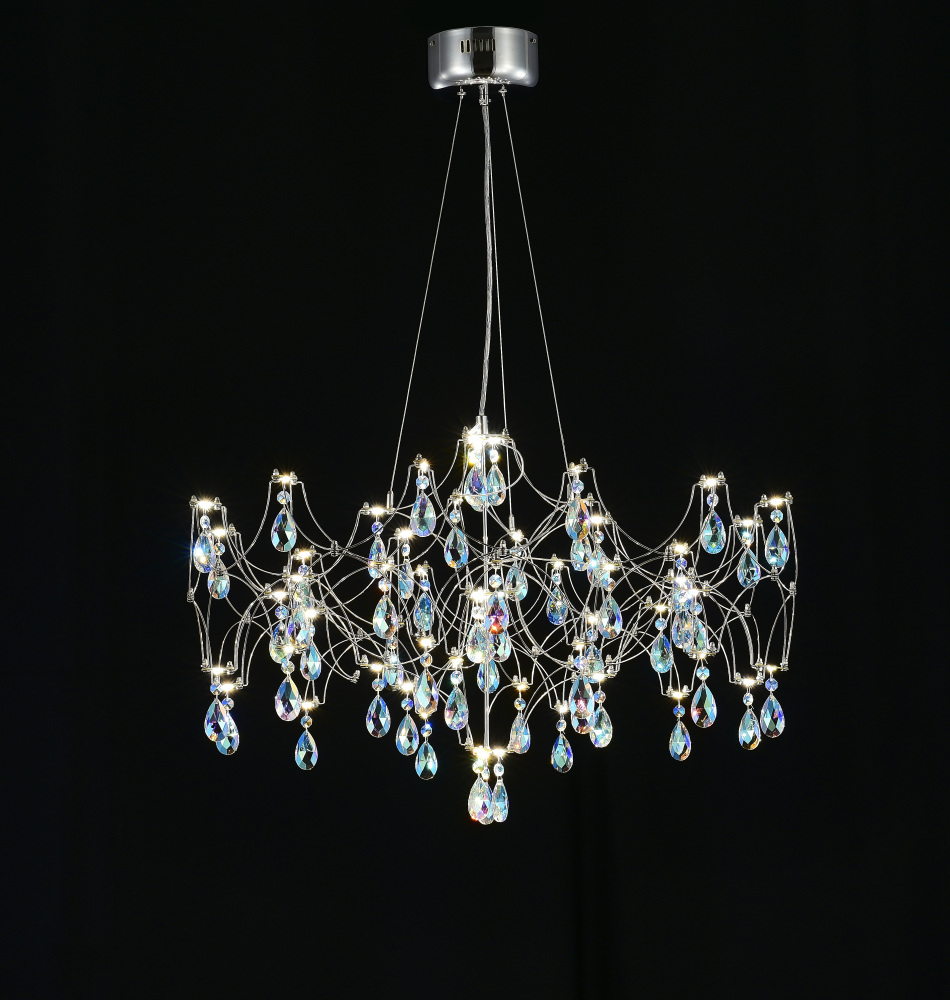 Подвесная люстра светодиодная с пультом и хрустальными подвесками K9 MyFar MR2650-57P-50CD