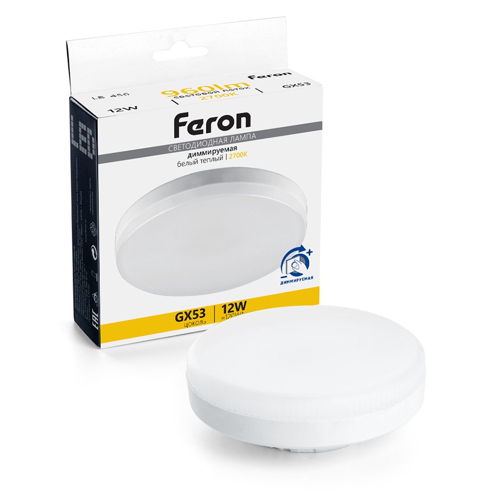 Лампа светодиодная GX53 таблетка диммируемая 12W 230V GX53 2700К Feron 51064_FR