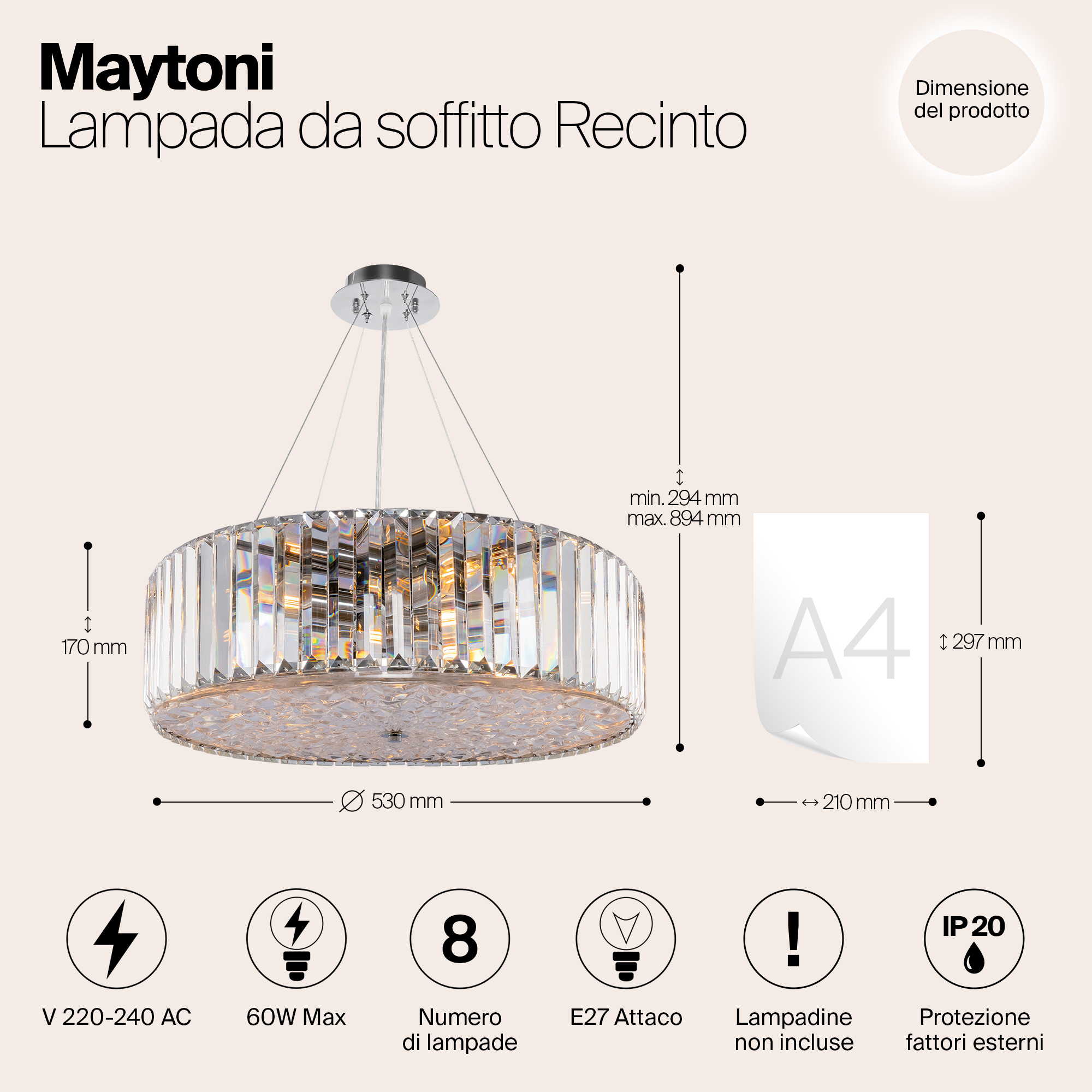 Подвесная люстра Maytoni Recinto MOD080CL-08CH_MY