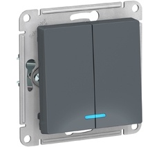 Выключатель встраиваемый двухклавишный с подсветкой (грифель) Systeme Electric ATN000753