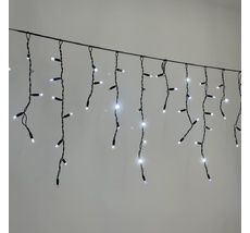 Гирлянда бахрома 3,1 x 0,5 м белая с мерцанием белого Диода 220В, 120 LED, Провод черный Каучук 2,3мм, IP65 LTC ECO120BLW-1-2W