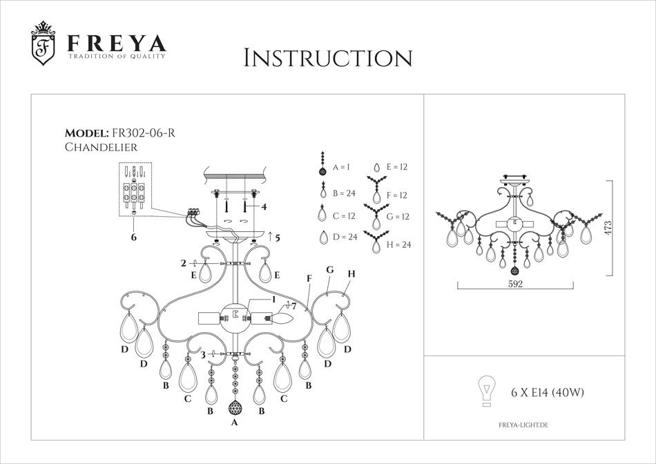 Потолочная люстра Freya Chabrol FR2302-CL-06-WG_MY