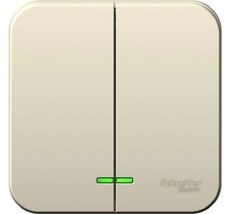 Выключатель накладной двухклавишный с подсветкой (молочный) Systeme Electric BLNVA105102