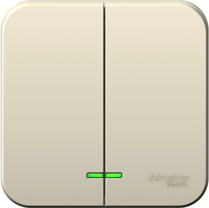 Выключатель накладной двухклавишный с подсветкой (молочный) Systeme Electric BLNVA105102