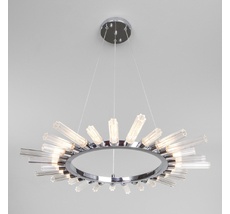 Подвесная люстра Eurosvet Rhyton 60167/8 никель (Умный дом, Алиса, WiFi, голосовое управление) кольцо Bogate's 558_EU