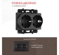Розетка двойная с заземлением 16A 250V Arte Milano 217.40-2.black