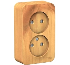 Розетка накладная двойная без заземления со шторками (ясень) Systeme Electric BLNRA001215