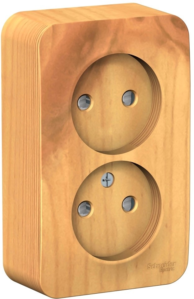Розетка накладная двойная без заземления со шторками (ясень) Systeme Electric BLNRA001215
