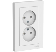 Розетка встраиваемая двойная без заземления (белый) Systeme Electric ATN000120
