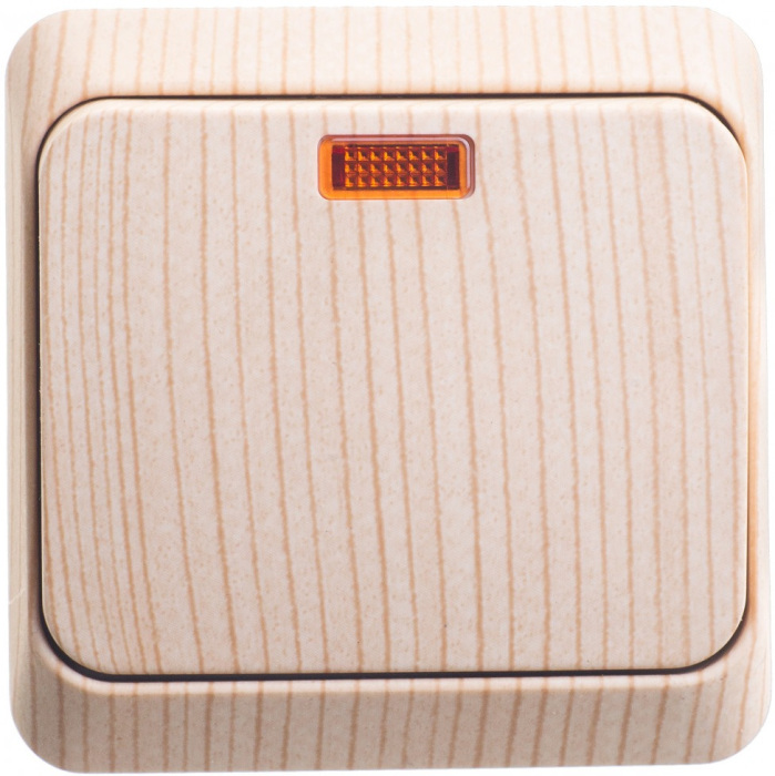 Выключатель накладной одноклавишный с подсветкой (сосна) Systeme Electric BA10-005D