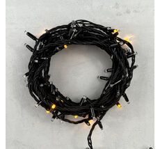 Гирлянда Нить 10м Желтая с Мерцанием Каждого Диода 220В, 100 LED, Провод Черный Каучук, IP65 LL100ABL-1-2Y