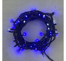 Гирлянда Нить 10м Синяя с Мерцанием Белого Диода 220В, 75 LED, Провод Черный Каучук, IP65 LL75BLW-1-2B