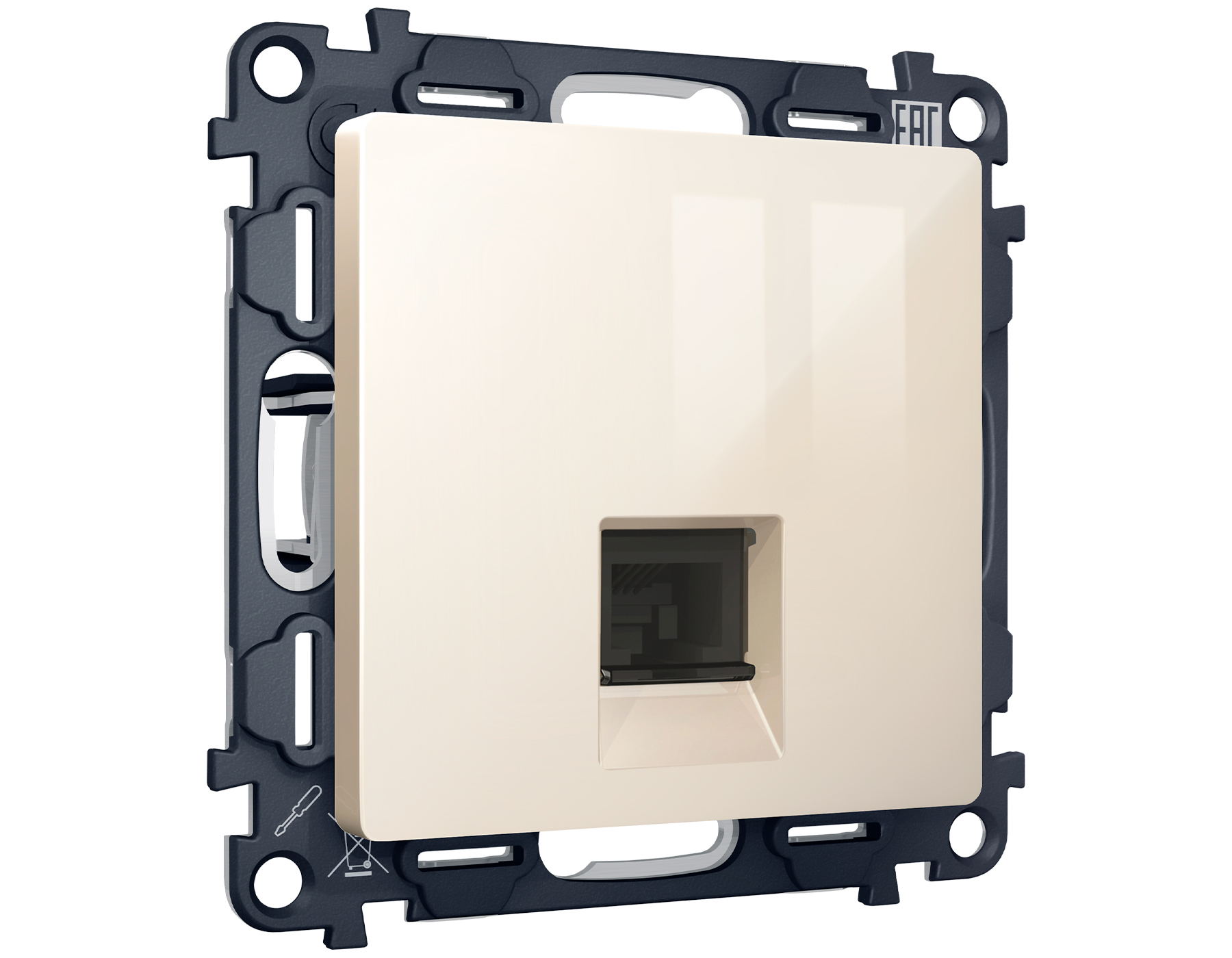 Комплект механизма компьютерной розетки RJ-45 экранированной с автоматической защитной шторкой ALFA QUANT (AP3120, VM185) Ambrella Volt MA312005_AMB