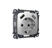 Розетка Ambrella Volt OMEGA 2USB A+A 18W быстрая зарядка с заземлением и шторками 2P+E 16A-250V QUANT MO409010_AMB