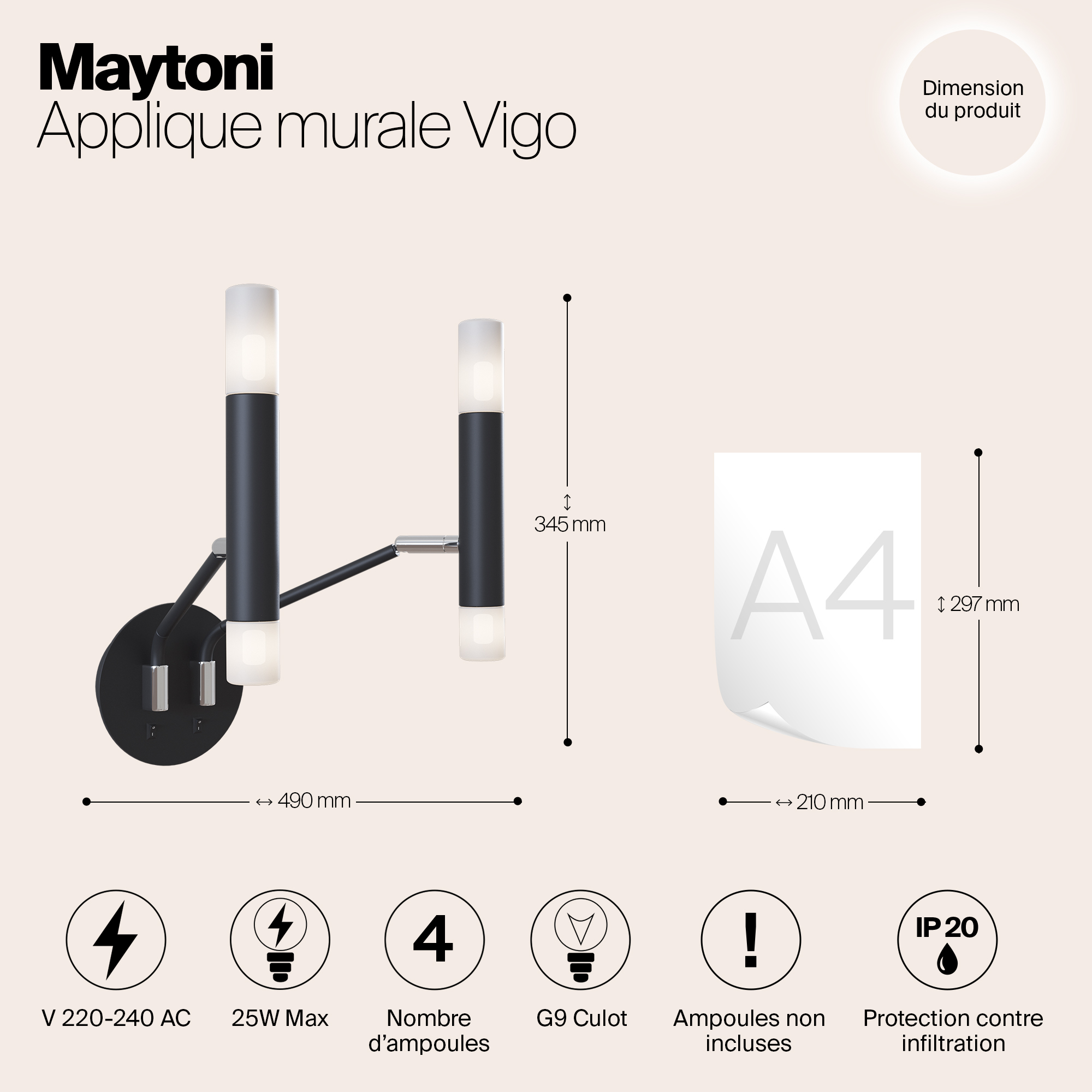 Бра Maytoni Vigo MOD620WL-04B_MY