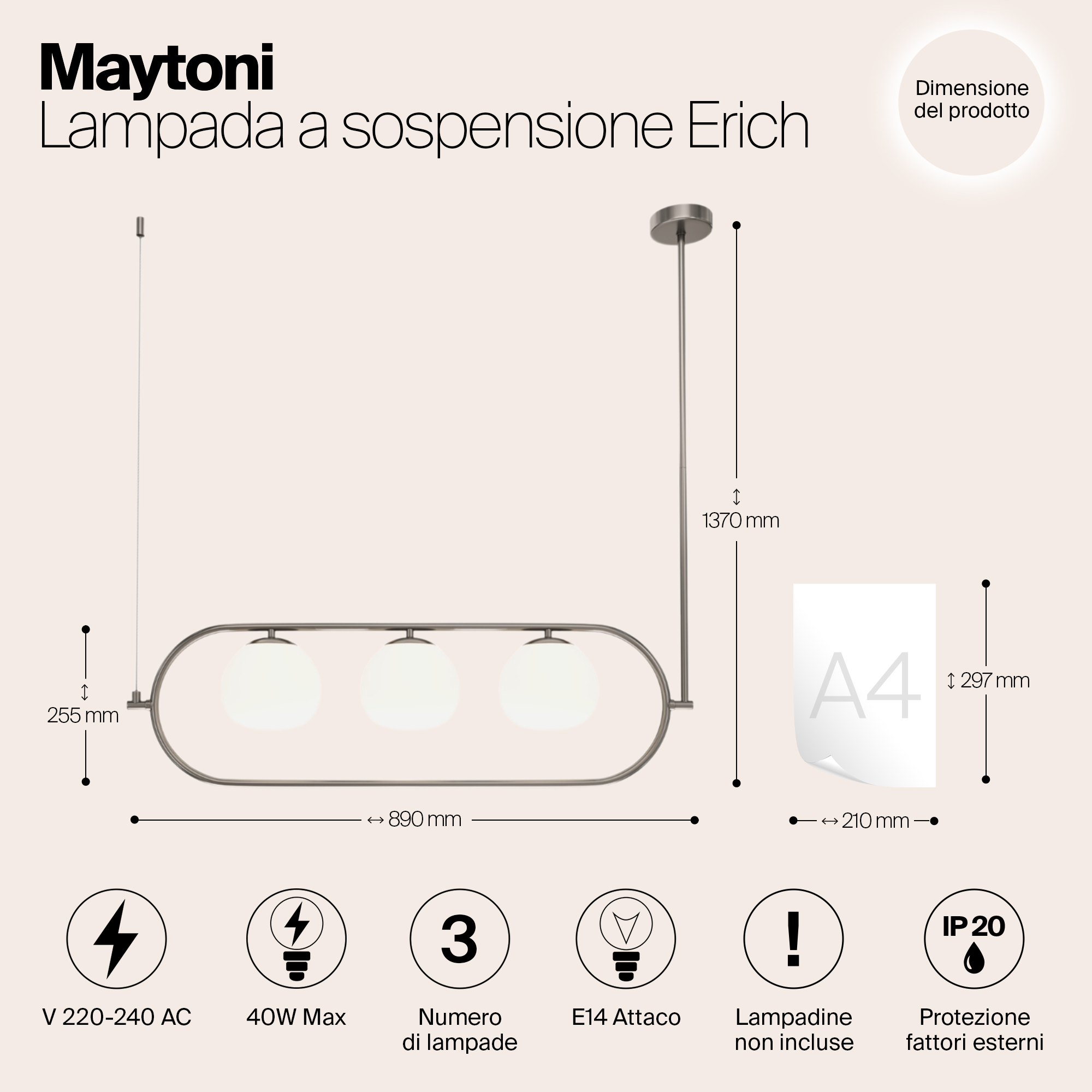 Подвесной светильник Maytoni Modern Erich MOD221PL-03N_MY