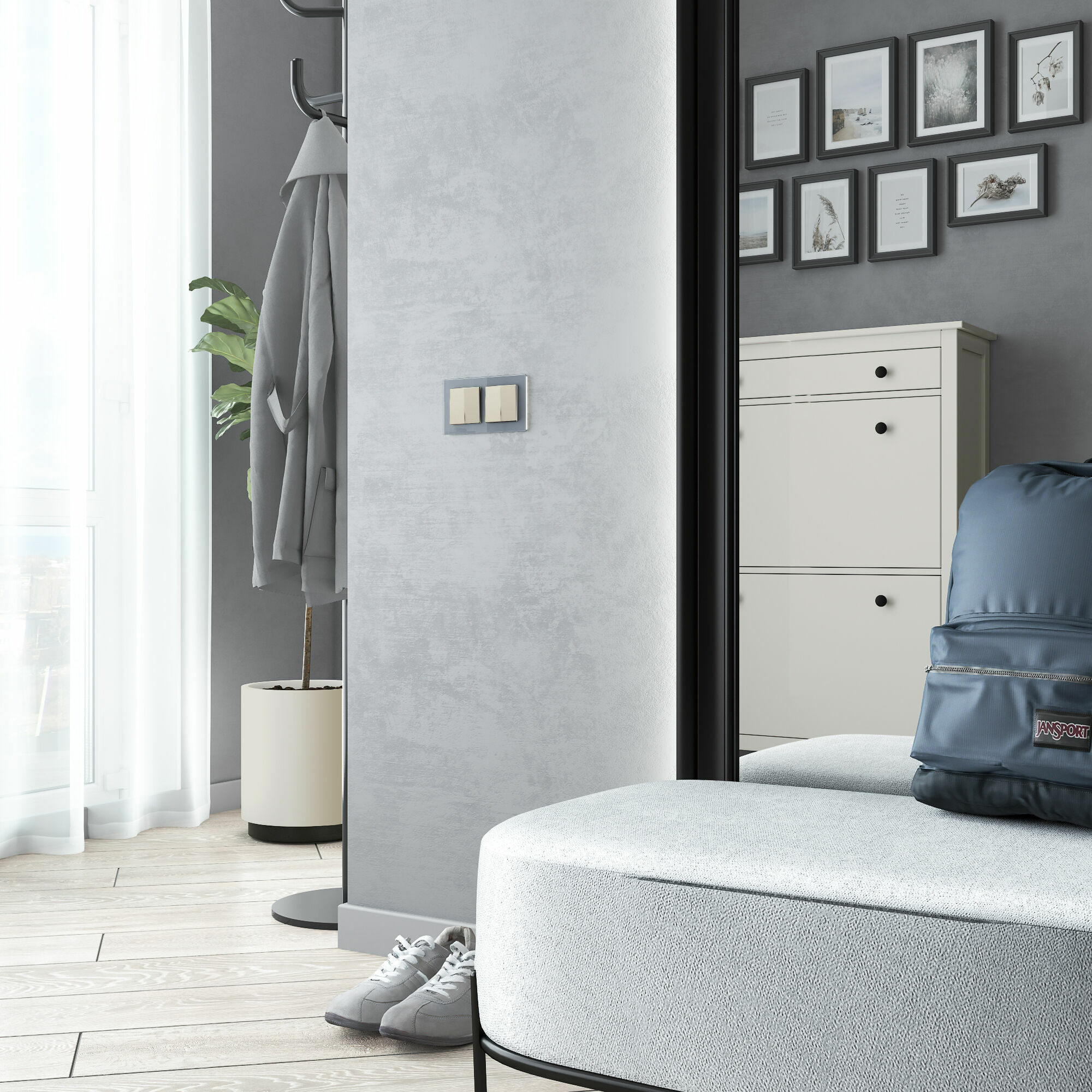 Выключатель двухклавишный проходной Werkel a059281_WR