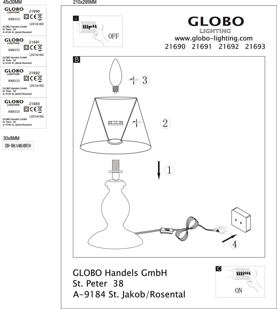 Настольная лампа Globo Metalic 21690_GL