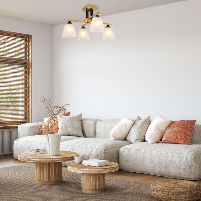 Люстра потолочная накладная с матовым плафоном на штанге Escada 2128/4P_ESC