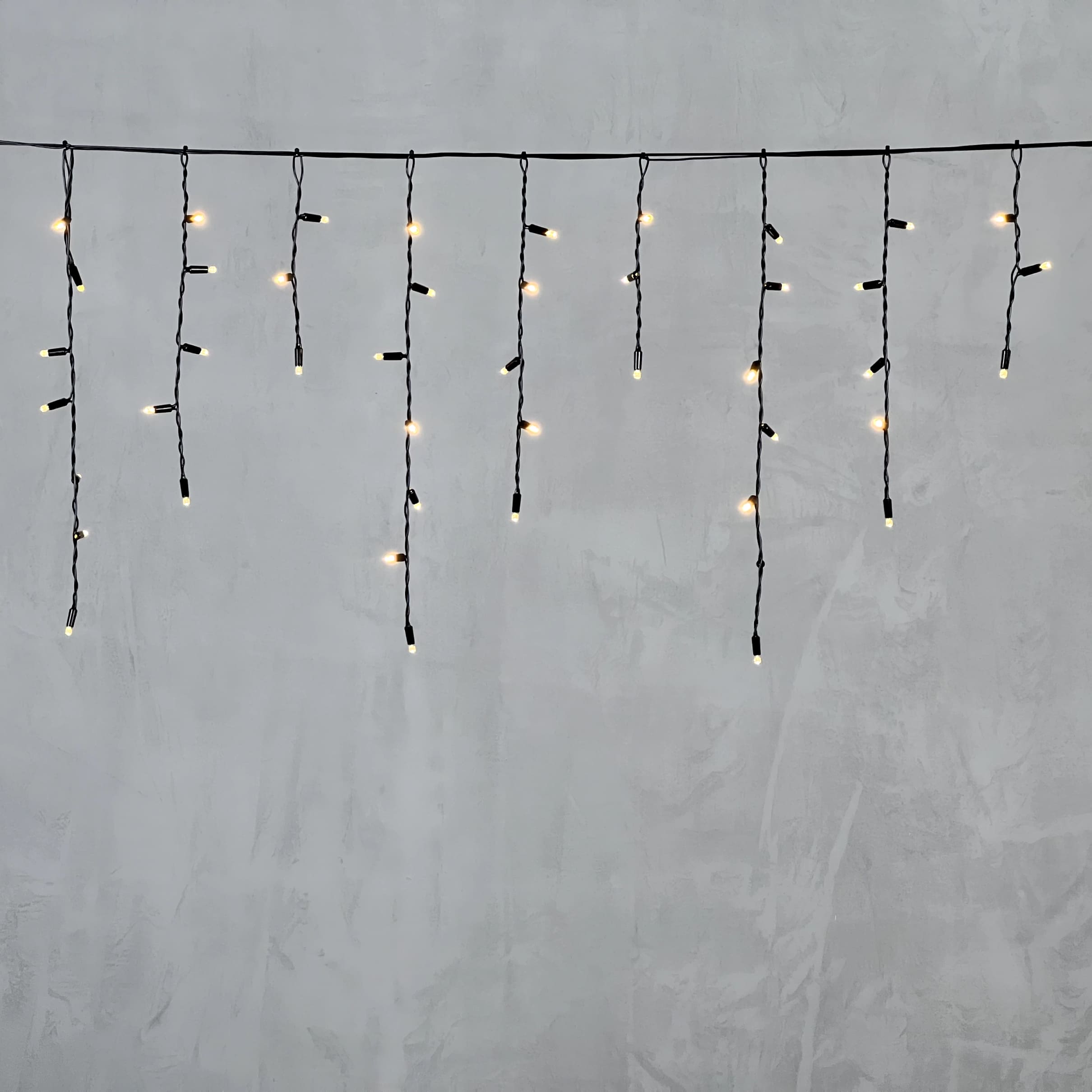 Гирлянда Бахрома с Колпачком 3,1 x 0,5 м Тепло-Белая 220В, 120 LED, Провод Черный ПВХ, IP65 PIL120CAP-11-2WW