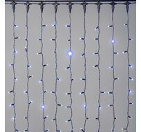 Гирлянда Занавес 2 x 2 м Синий 220В, 400 LED, Провод Черный Каучук 2,3мм, IP65 LTC ECO402-1-2B
