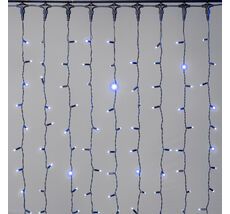 Гирлянда Занавес 2 x 2 м Синий 220В, 400 LED, Провод Черный Каучук 2,3мм, IP65 LTC ECO402-1-2B