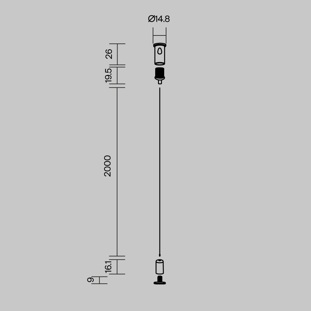 Тросовый подвес (Чёрный, 2 м), ALM-P-B-2000 642045 Maytoni 642045_MY
