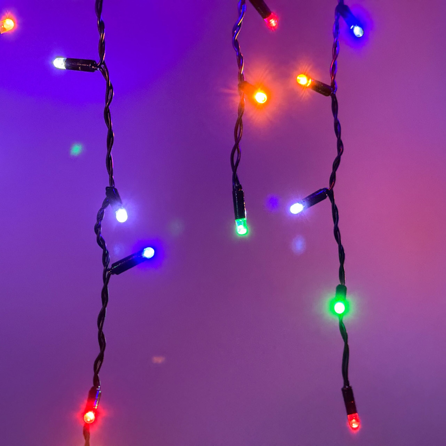 Гирлянда Бахрома с Колпачком 3,1 x 0,5 м Разноцветная с Мерцанием Белого Диода 220В, 120 LED, LTC PIL120BLWCAP-11-2M