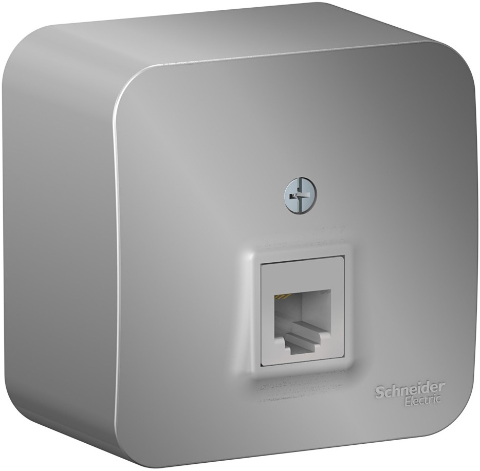 Телефонная розетка накладная RJ-11 (алюминий) Systeme Electric BLNIA011003