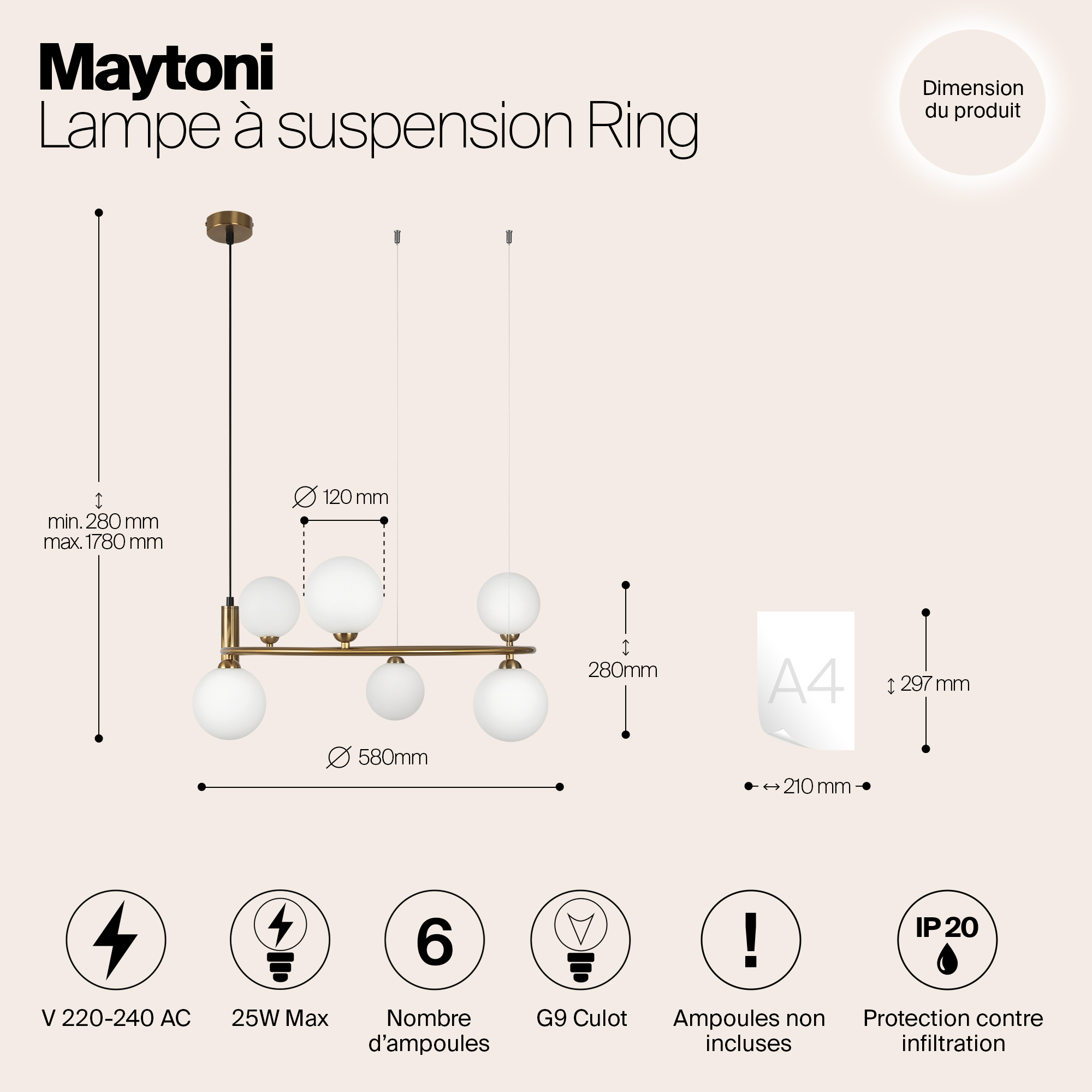Подвесная люстра Maytoni Modern Ring MOD013PL-06BS1_MY