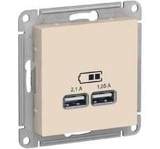 Розетка встраиваемая USBх2 (бежевый) Systeme Electric ATN000233