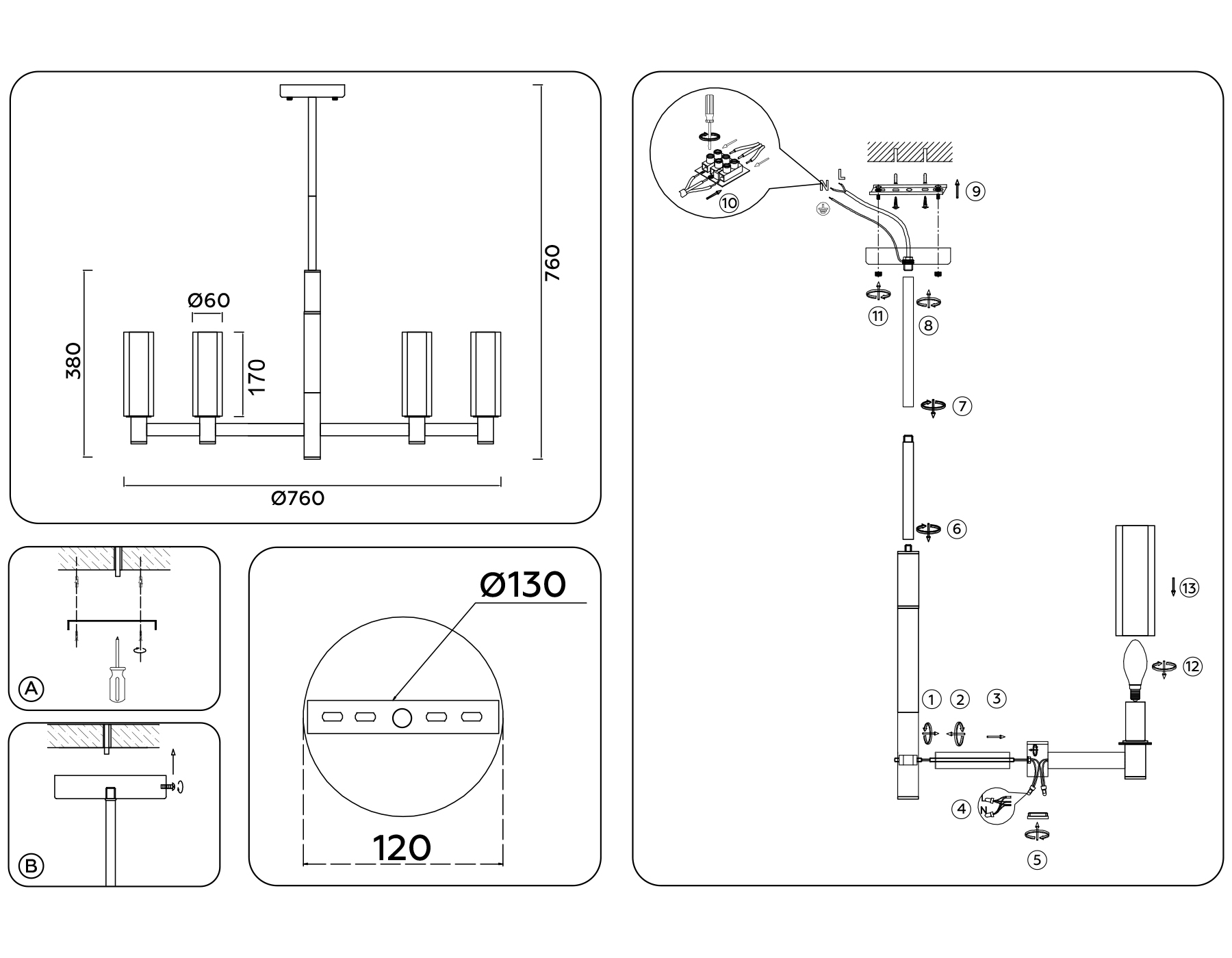 Потолочная люстра на штнаге Ambrella Light Heigh Light HIGH LIGHT LH55513_AMB