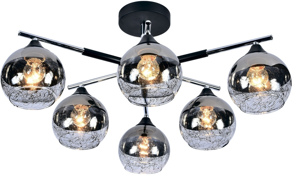 Люстра потолочная на штанге E27*60W Black/Chrome Escada 693/6P_ESC