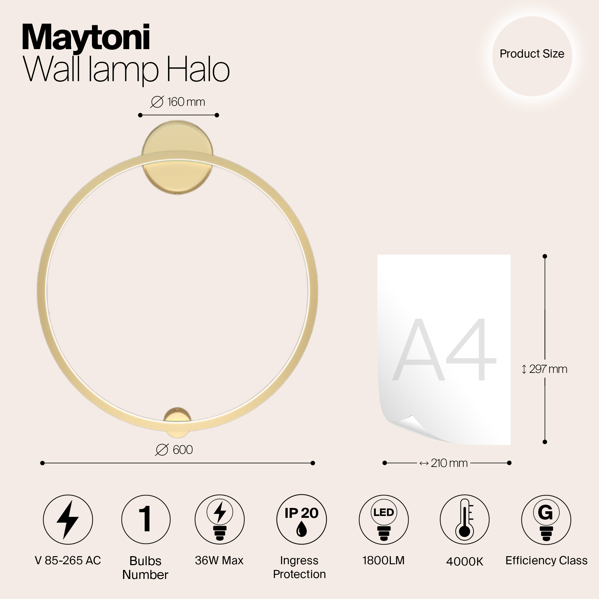 Настенный светильник Maytoni Modern Halo MOD005WL-L22BSK1_MY