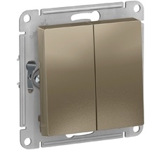 Выключатель встраиваемый двухклавишный (шампань) Systeme Electric ATN000551