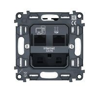 Механизм компьютерной двойной розетки RJ-45 (8P8C) CAT6 с автоматической защитной шторкой QUANT Ambrella Volt VM189_AMB