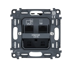 Механизм компьютерной двойной розетки RJ-45 (8P8C) CAT6 с автоматической защитной шторкой QUANT Ambrella Volt VM189_AMB