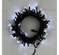 Гирлянда Нить с Колпачком 10м Белая 24В, 100 LED, Провод Черный ПВХ, IP65 PST100CAP-11-1W