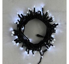 Гирлянда Нить с Колпачком 10м Белая 24В, 100 LED, Провод Черный ПВХ, IP65 PST100CAP-11-1W