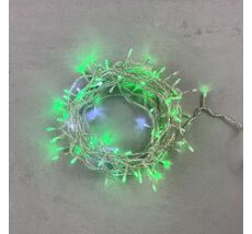 Гирлянда Нить 10м Зеленая с Мерцанием Белого Диода 220В, 100 LED, Провод Прозрачный ПВХ, IP54 PST100BLW-10-2G