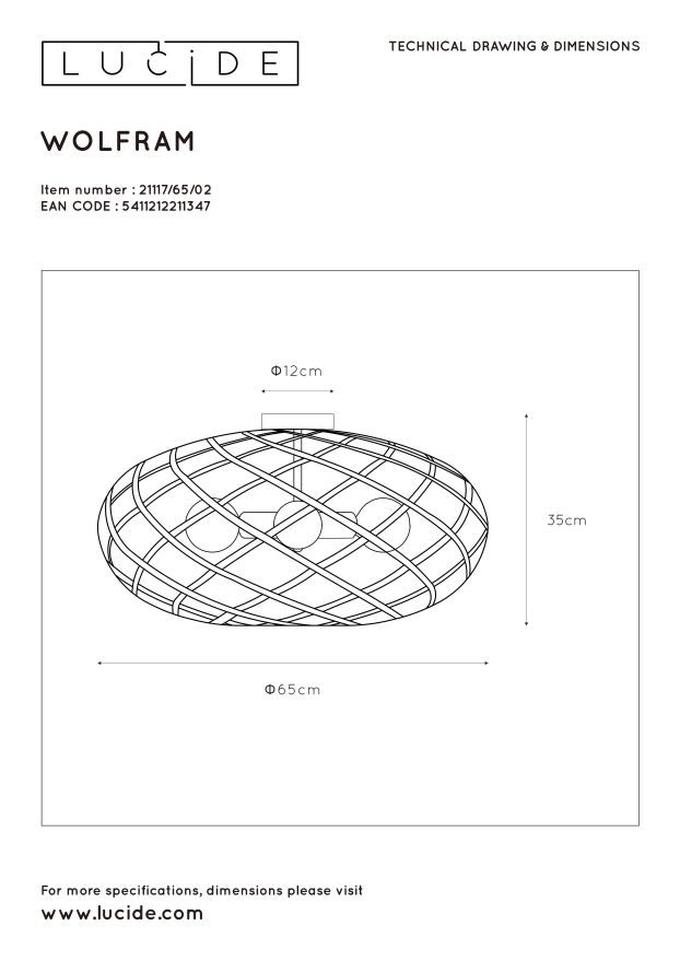 Потолочный светильник Lucide WOLFRAM 21117/65/02