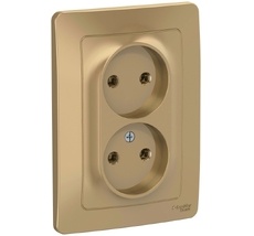 Розетка встраиваемая двойная без заземления (титан) Systeme Electric BLNRS000024