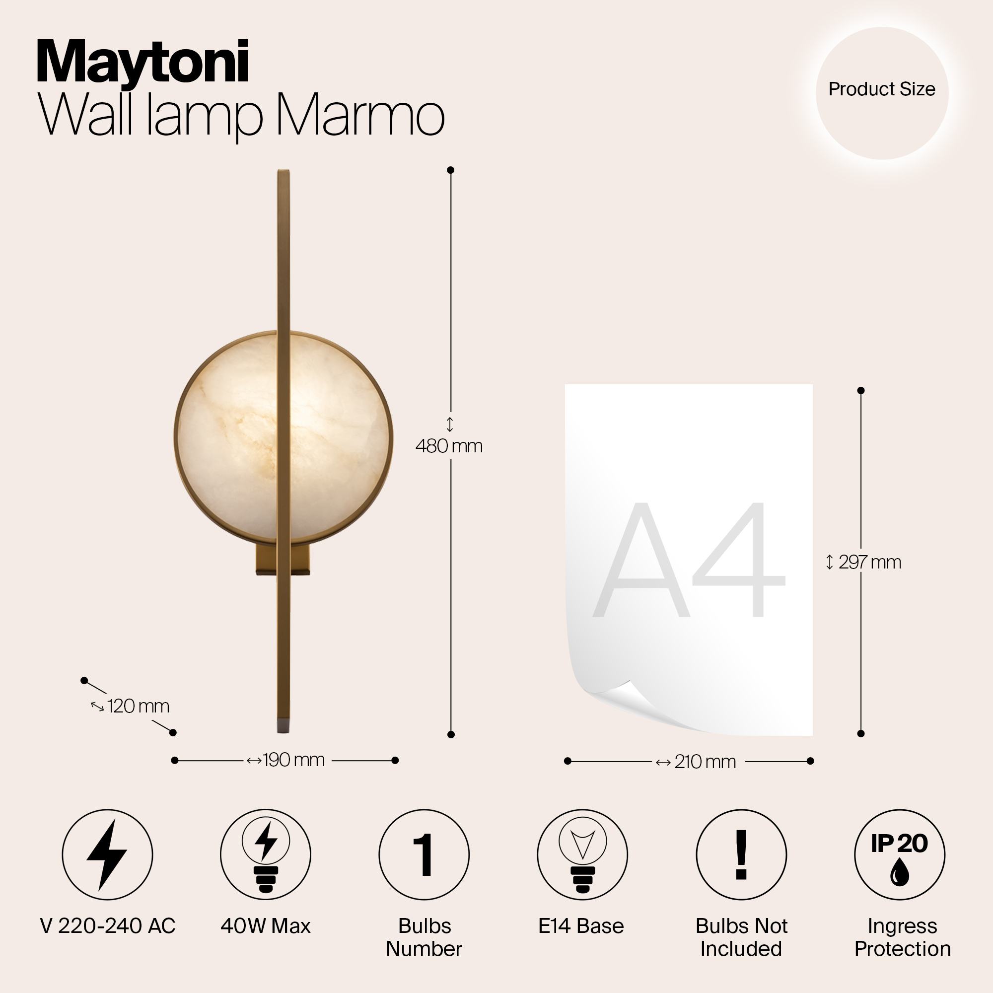 Бра Maytoni Marmo MOD099WL-01G_MY