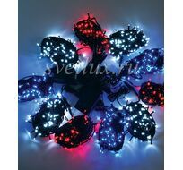 Комплект 10 Бело-Сине-Красных Нитей по 10м, 1000 LED, Провод Черный Силикон, IP65 KFCT1000-10F11-1WBR