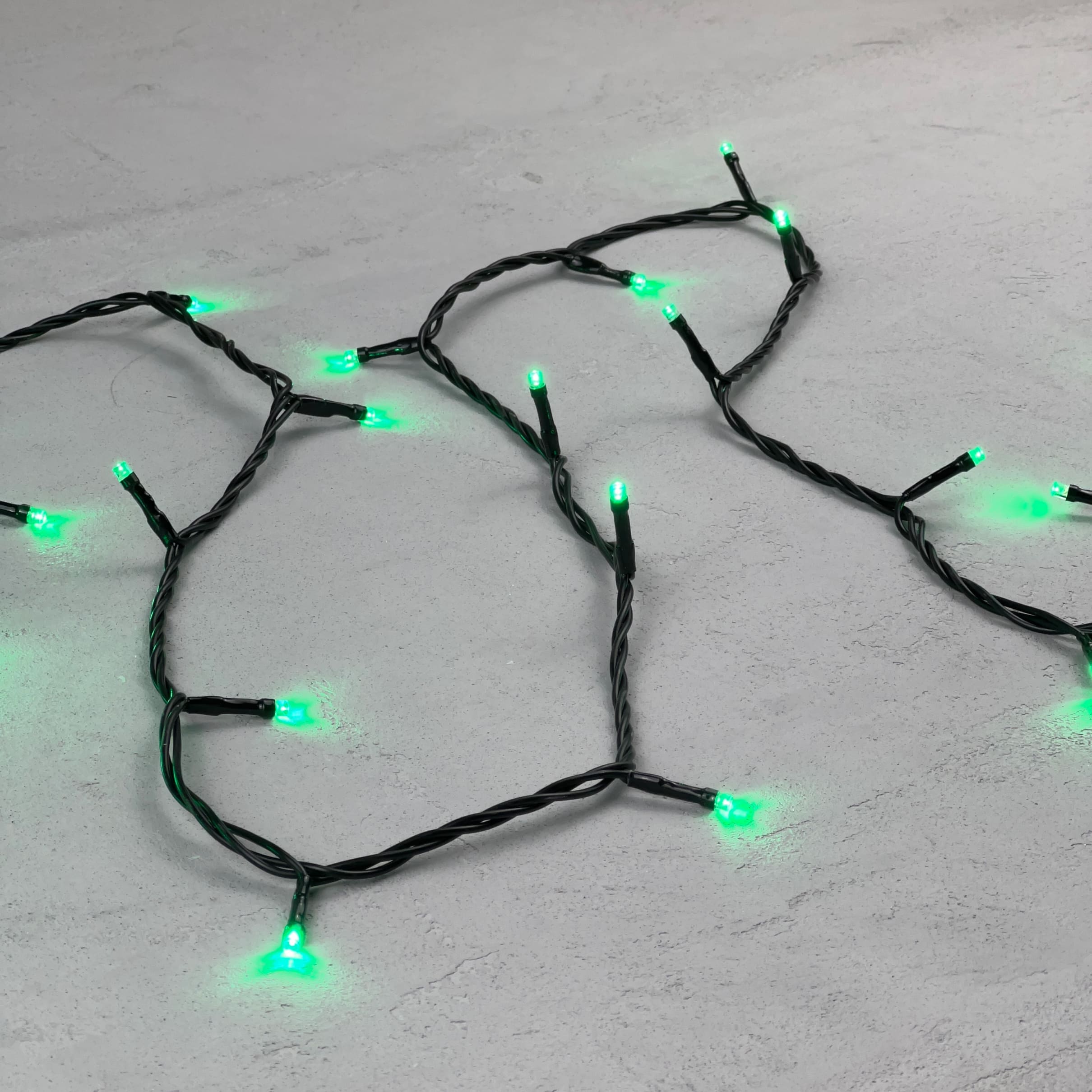 Гирлянда Нить 10м Зеленая 24В, 100 LED, Провод Черный ПВХ, IP54 PST100-11-1G