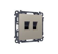 Комплект механизма компьютерной двойной розетки RJ-45 с автоматической защитной шторкой ALFA QUANT (AP3721, VM189) Ambrella Volt MA372110_AMB