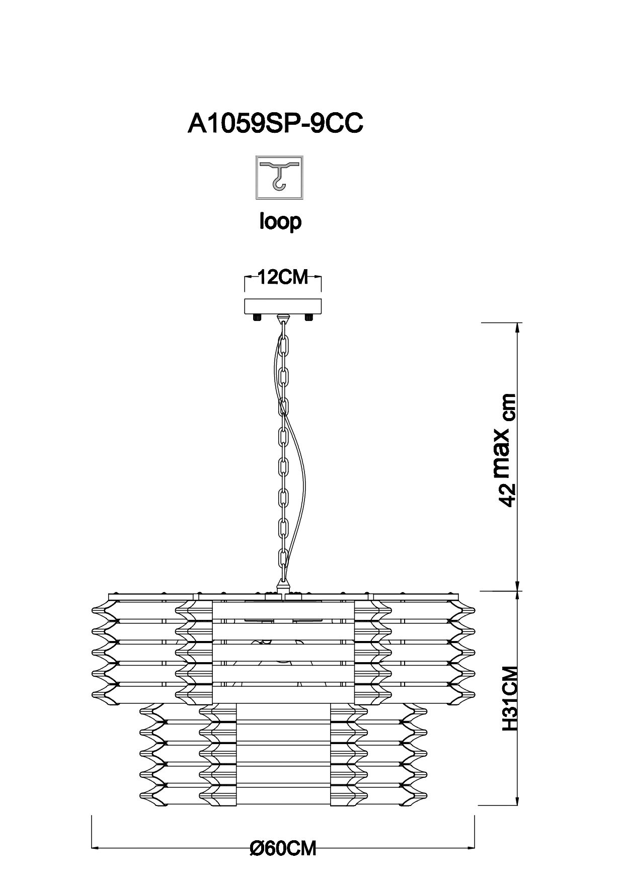 Подвесная люстра Arte Lamp CARAVAGGIO A1059SP-9CC
