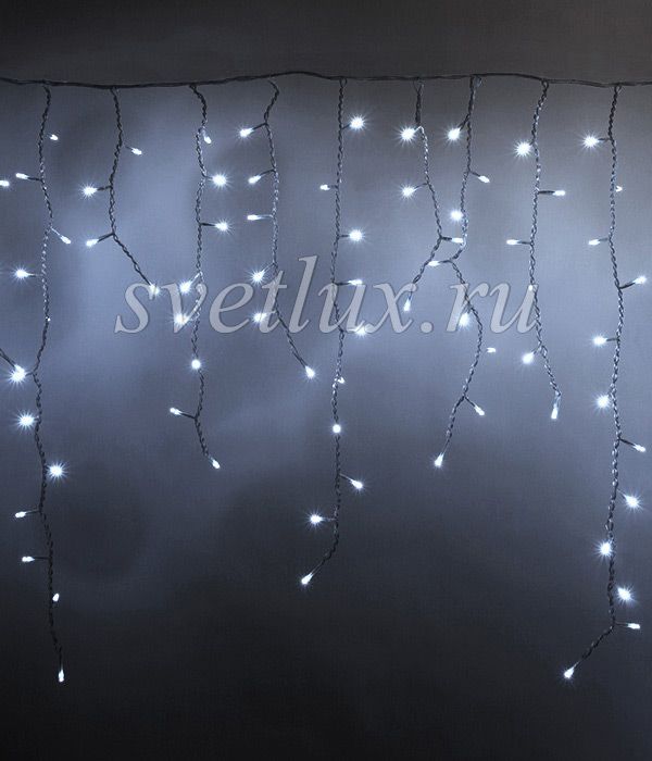 

Гирлянда Бахрома 5 x 0,9 м Белая 220В, 348 LED, Провод Прозрачный Силикон, IP65 02-072, 02-072