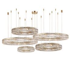 Подвесная люстра Newport Горизонтальная композиция 10120 из пяти колец шириной в один хрусталь золото №41_NP